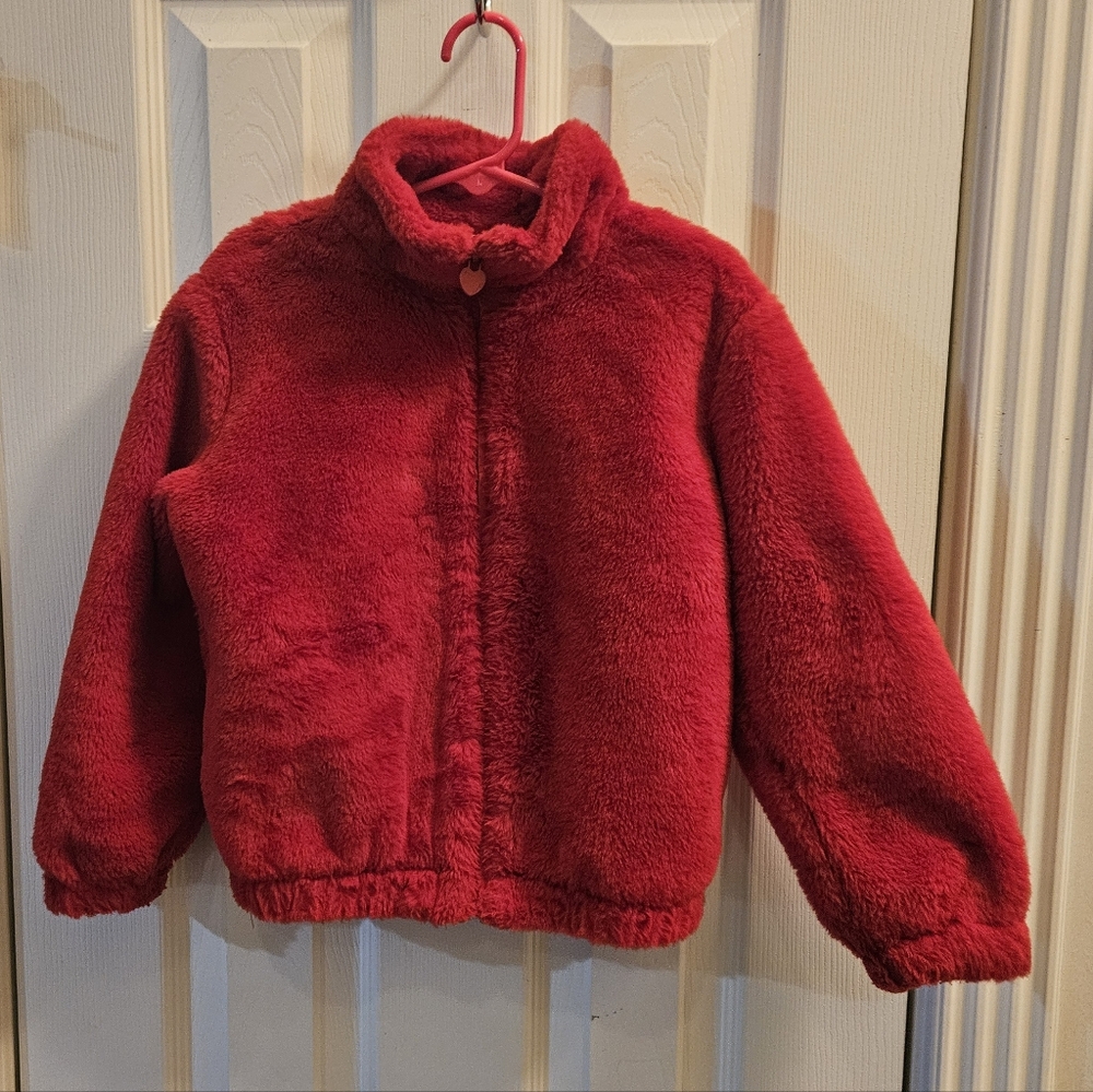 Vibrant Red Girls Cozy Winter Jacket, Sz 6 - Stylish, Dressy